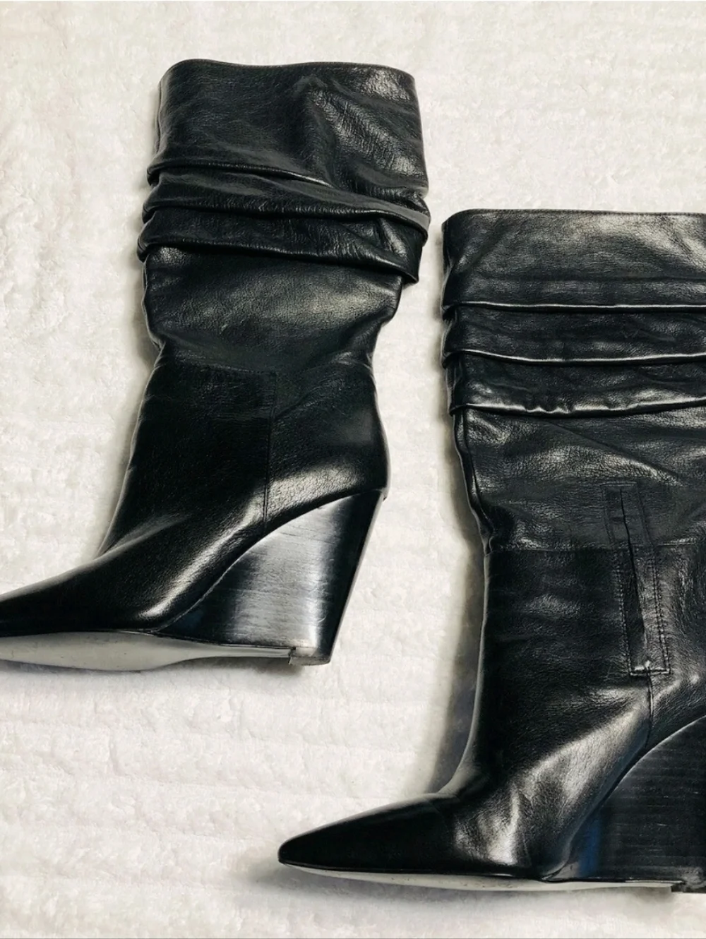 Nine West Black Vernese Genuine Leather Pointy Mid-Calf Boot . Size 9 1/2 M - Picture 7 of 9